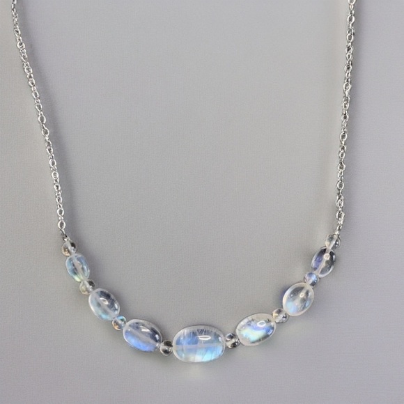 Hand Made Rainbow Moonstone Necklace - Picture 1 of 11